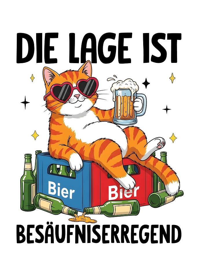 Cat with Beer Cartoon Illustration