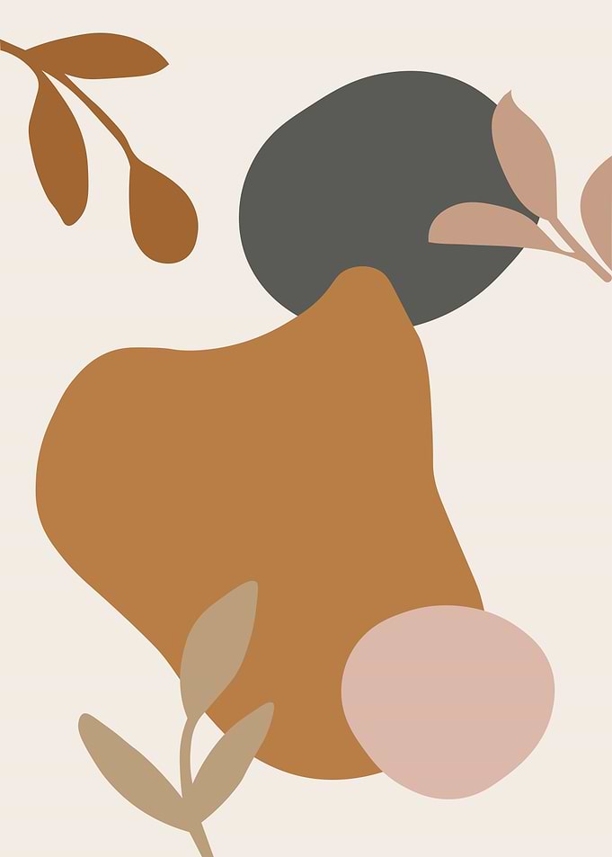 Abstract Shapes and Leaves Illustration