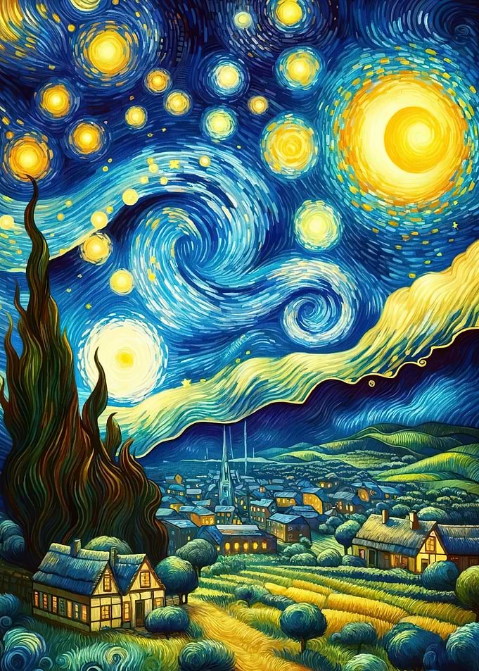 Starry Night Inspired Landscape