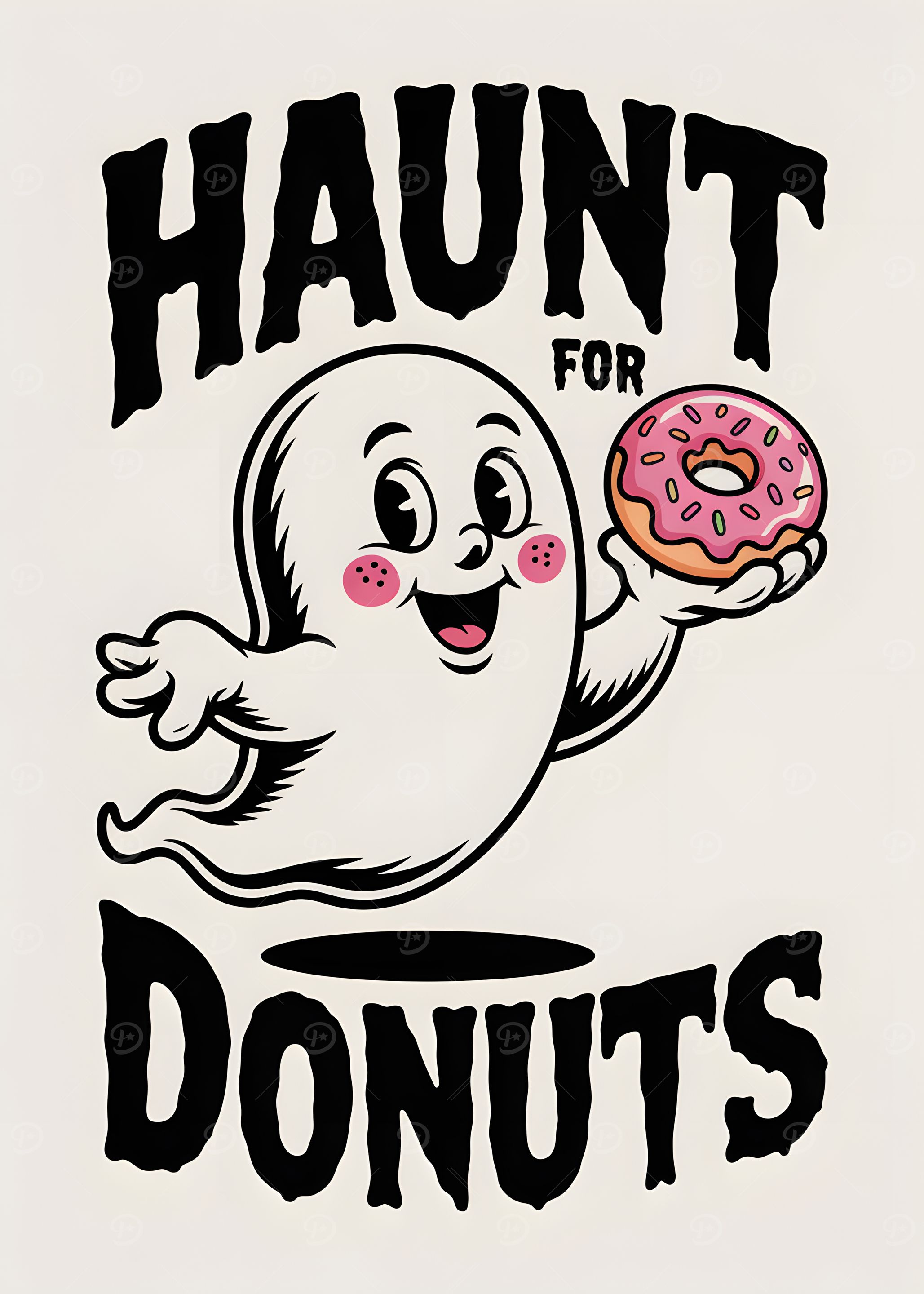 Haunt for Donuts Cartoon Ghost