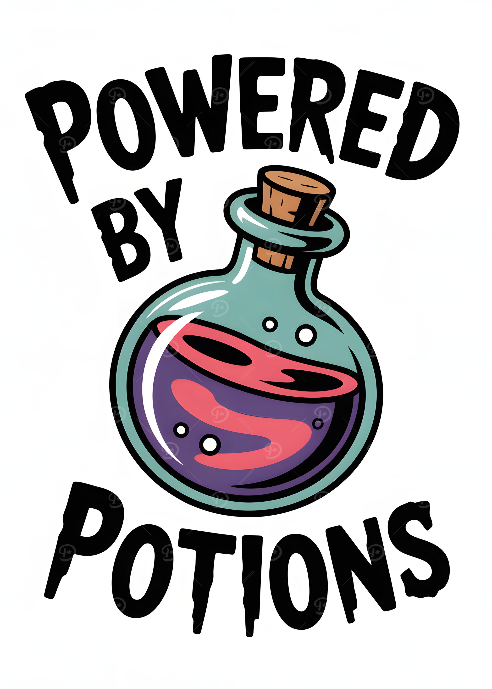 Powered by Potions Cartoon Illustration