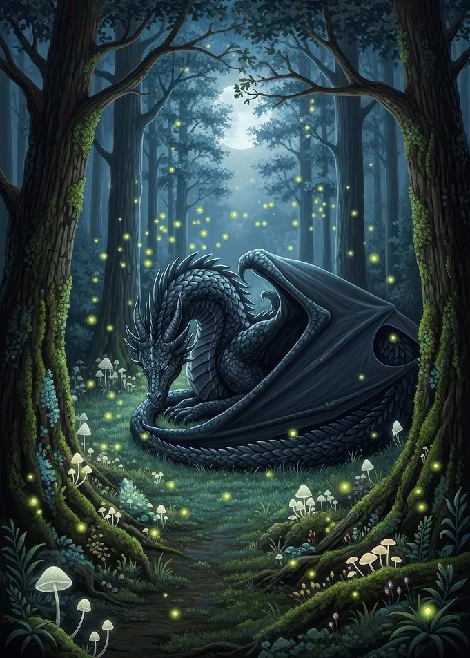 Dragon in Enchanted Forest