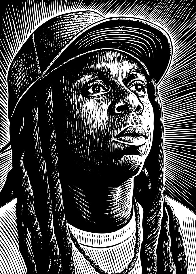 Black and White Portrait with Hat