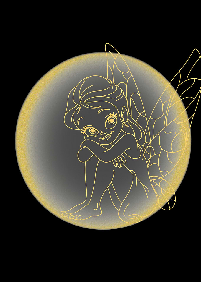 Golden Fairy Silhouette on Moon