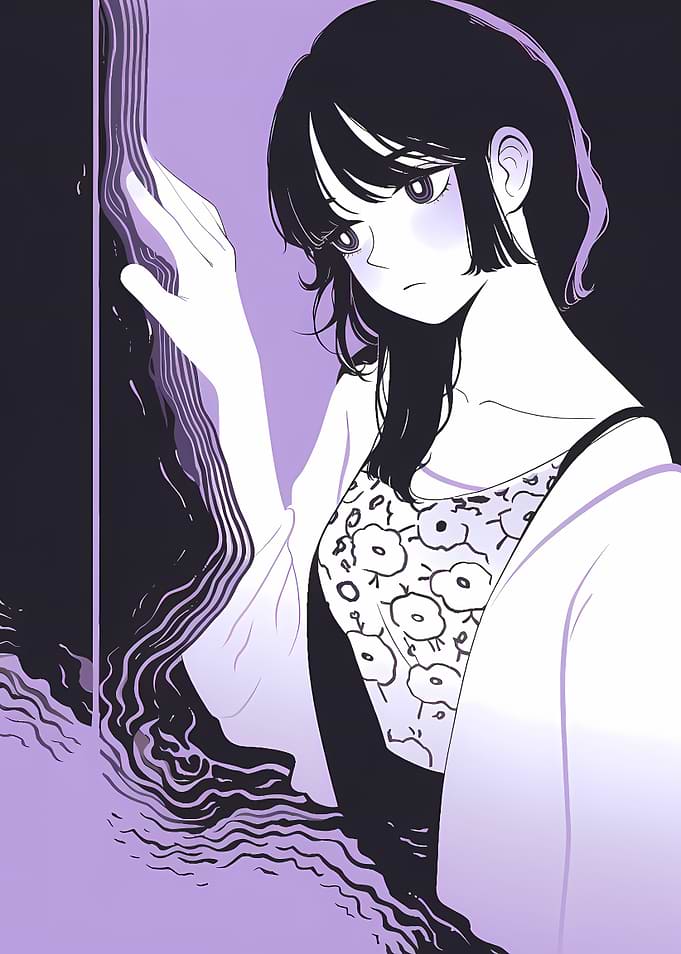 Anime Girl in Lilac Hues