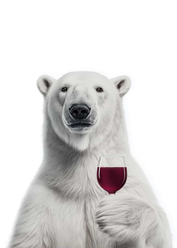 Polar Bear with Wine Glass