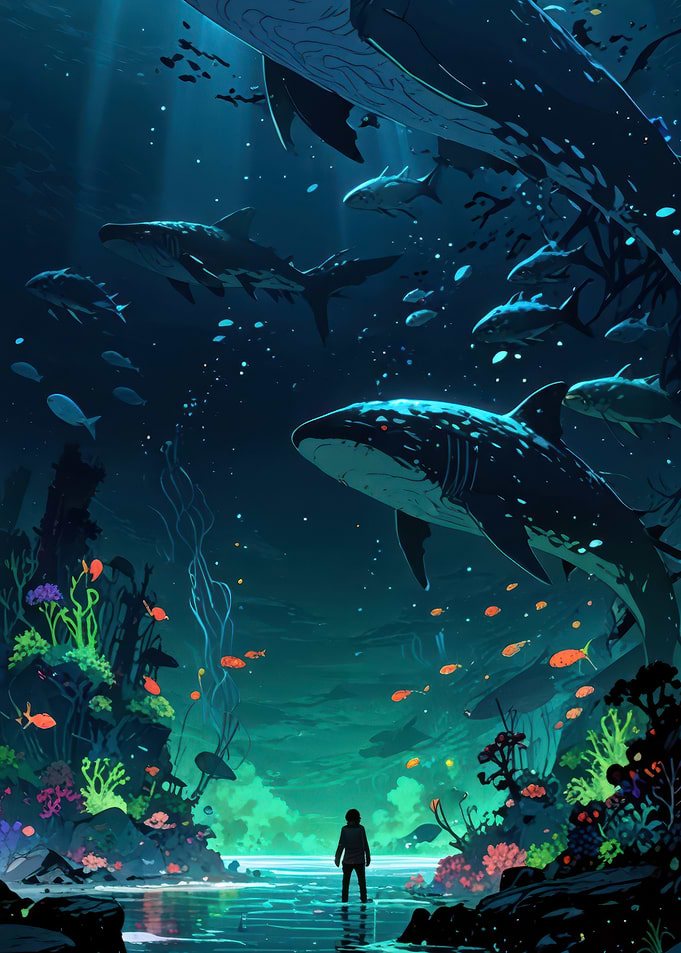 Underwater Adventure with Sharks and Fish