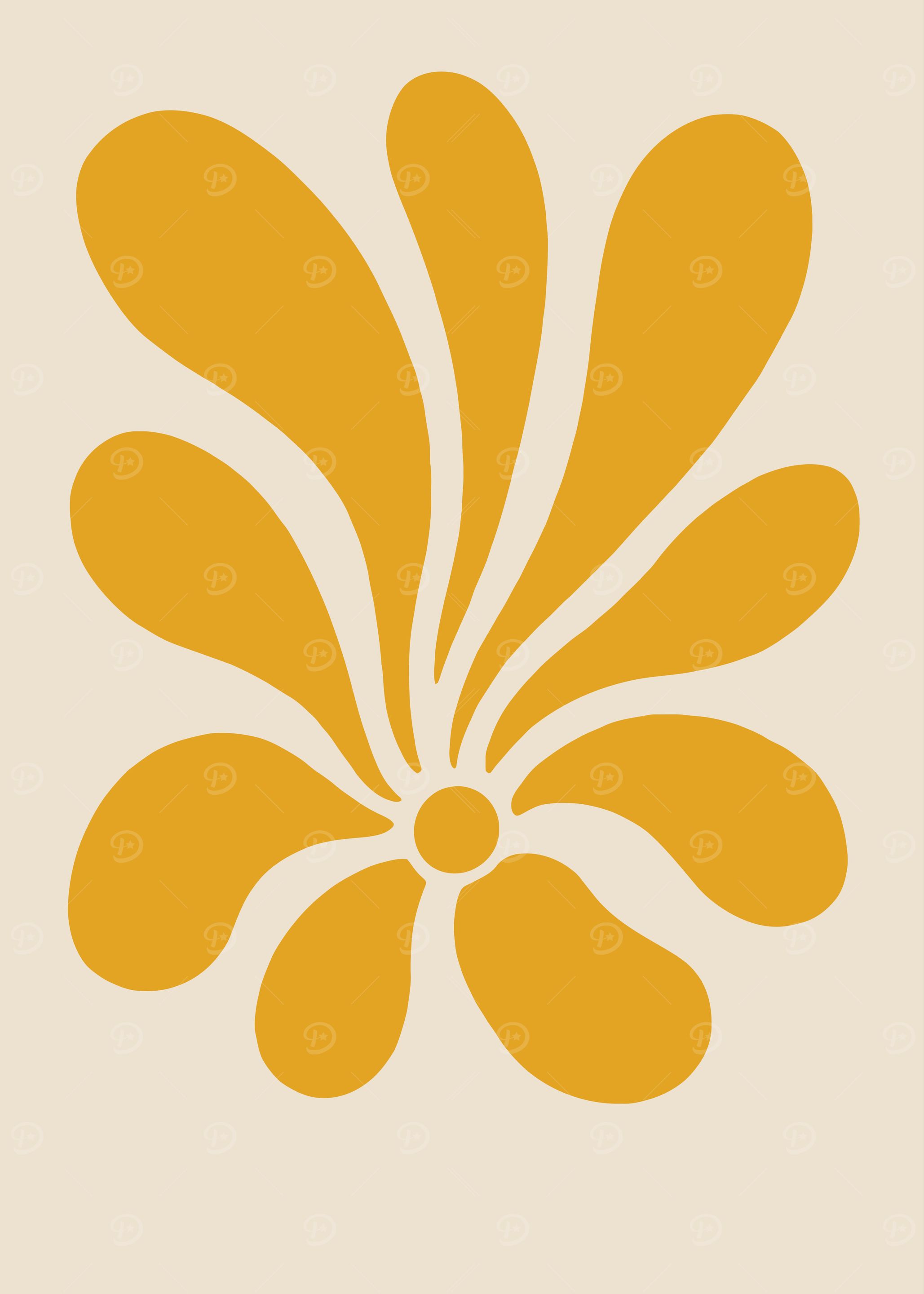 Golden Bloom – Retro Minimalist Floral Wall Art
