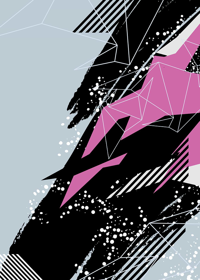 Abstract Geometric Design with Pink Accents on Grunge Background