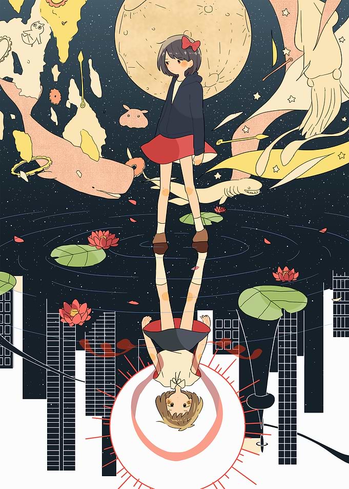 Dreamy Reflection Anime Girl