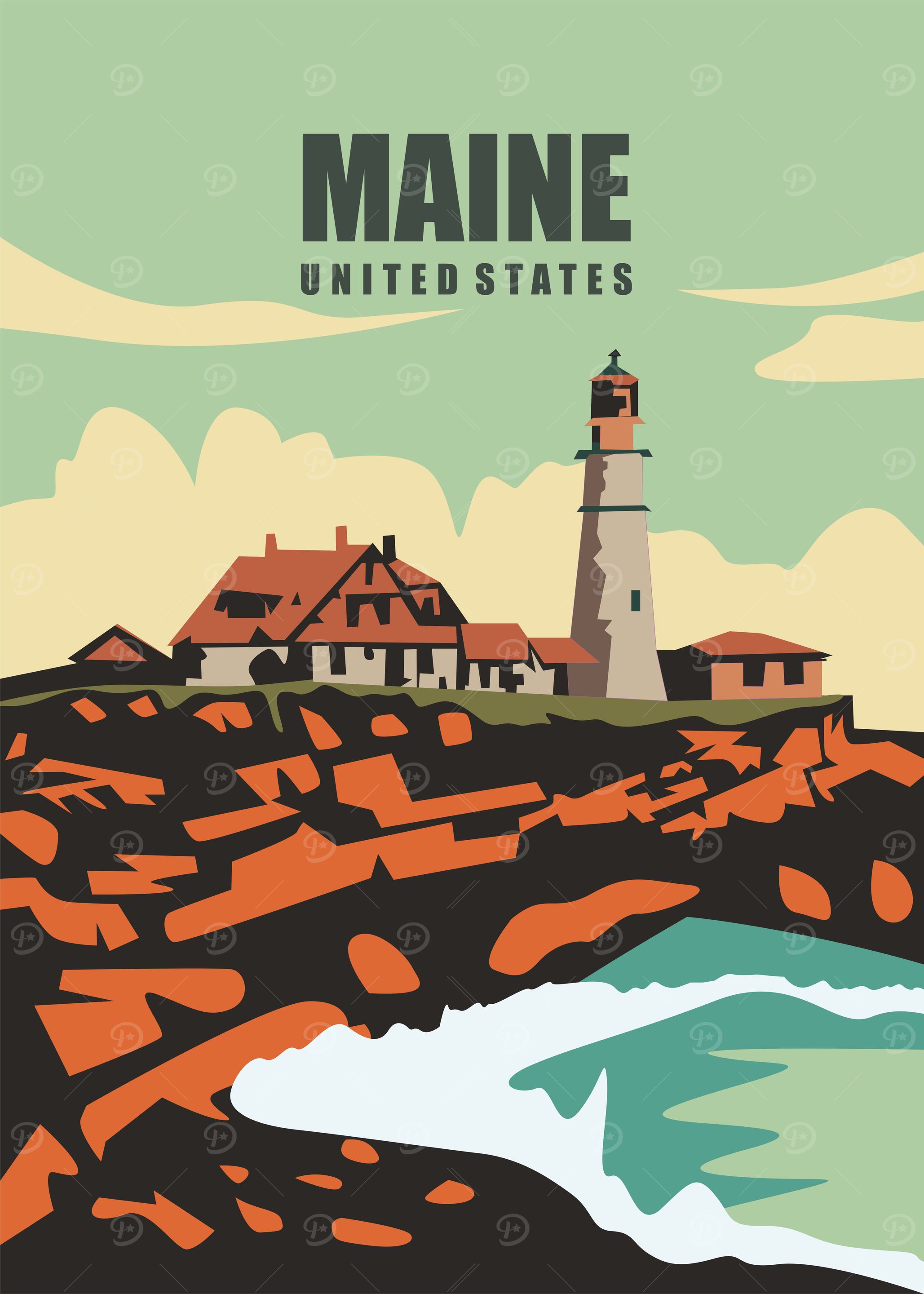 Maine United States Travel Poster