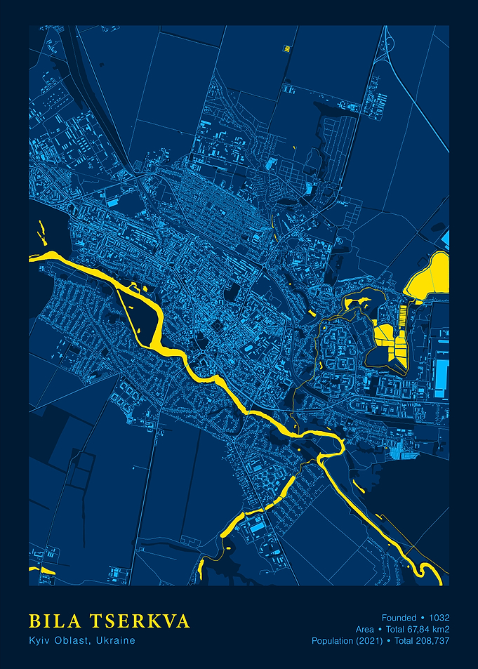 Bila Tserkva, Ukraine Map Art