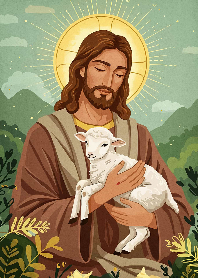 Jesus Christ Holding Lamb