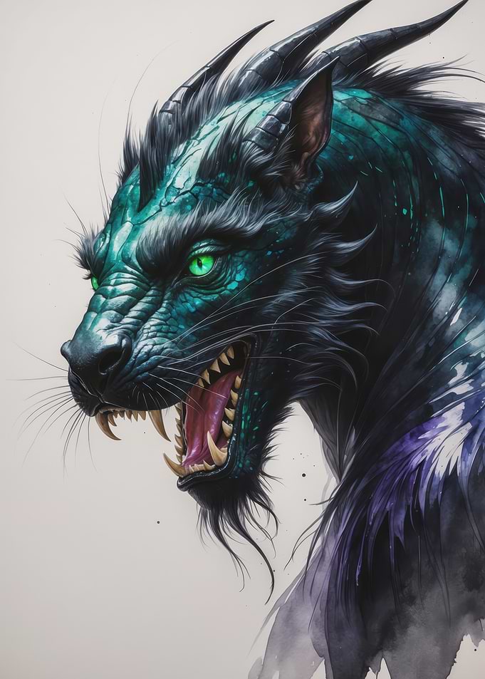 Teal-Scaled Mythic Panther — Fierce Digital Fantasy Creature