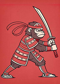 Samurai Monkey Cartoon Illustration