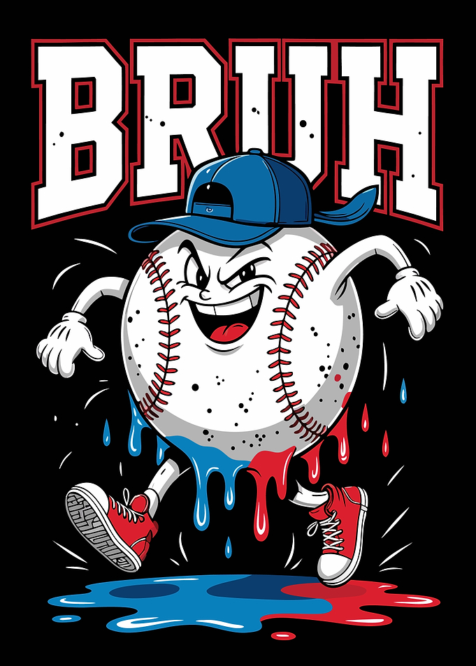 Bruh Baseball Cartoon Character
