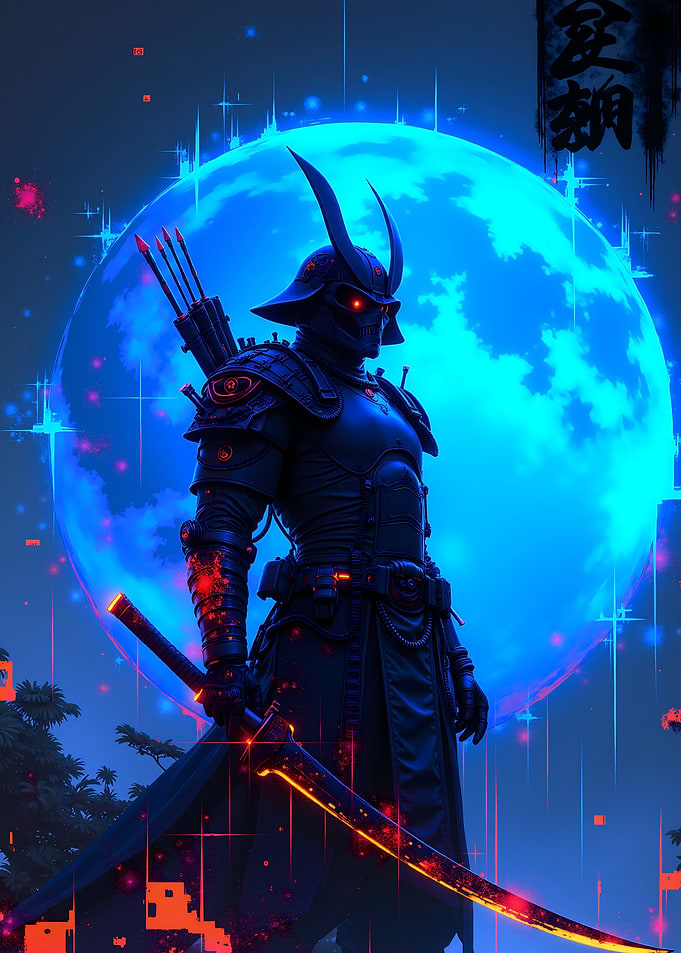 Cyberpunk Samurai with Glowing Sword