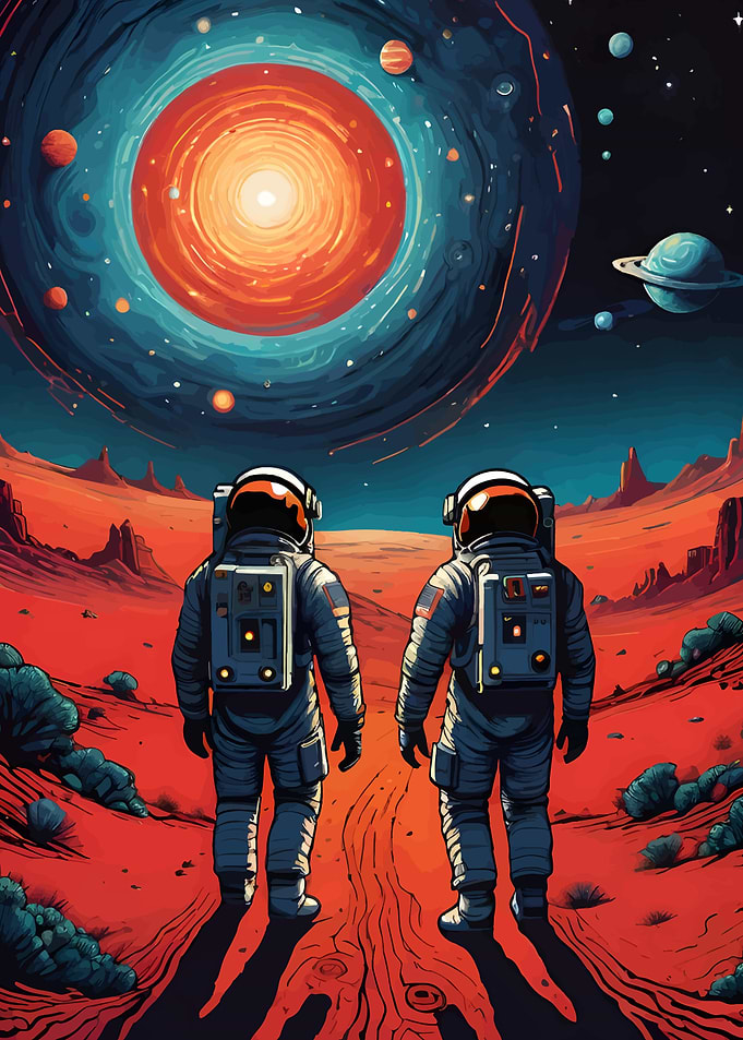 Astronauts on Mars with Cosmic Background