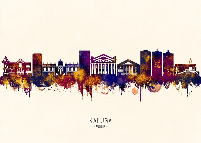 Kaluga, Russia Skyline Watercolor