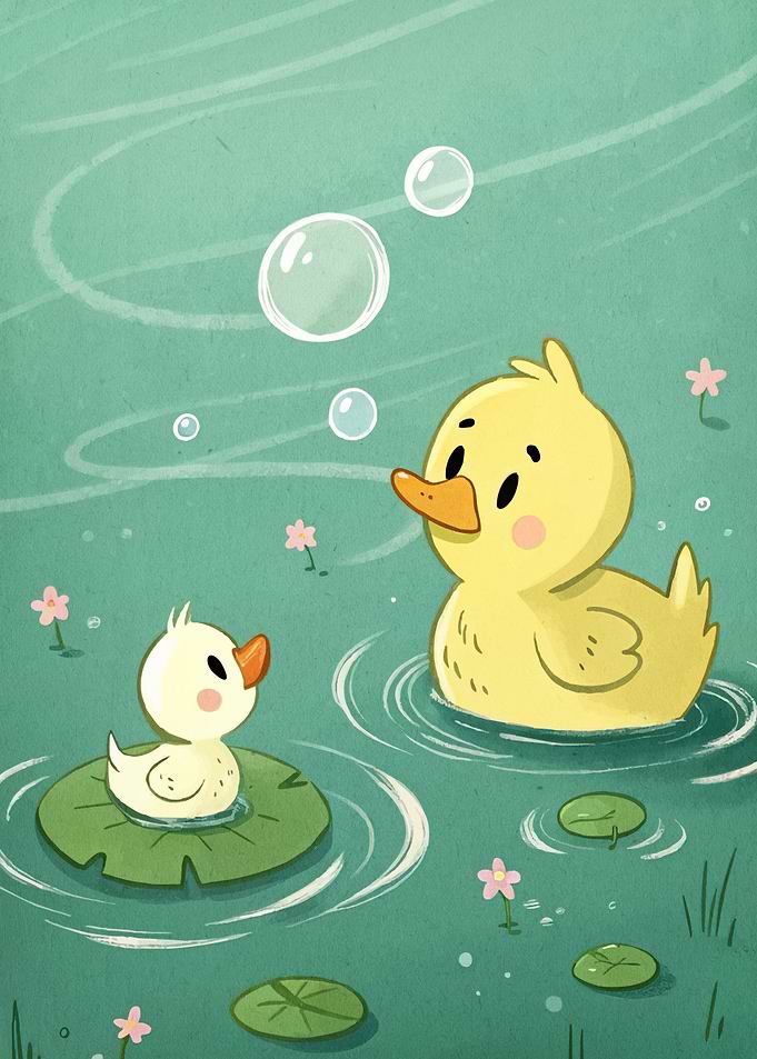 Cute Ducks Pond