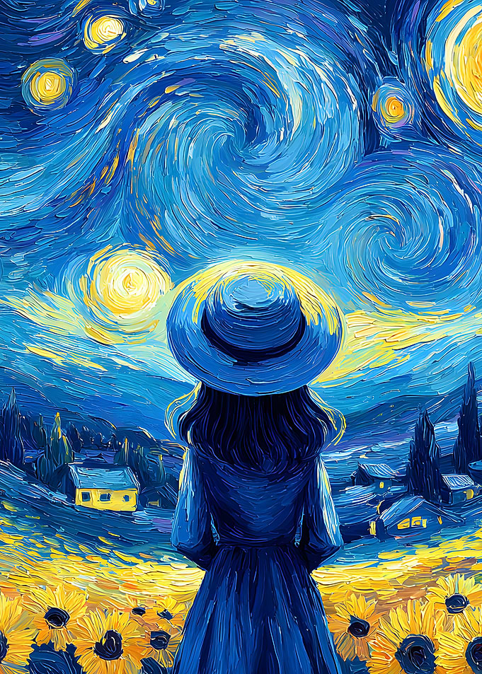 Cute Girl Starry Night