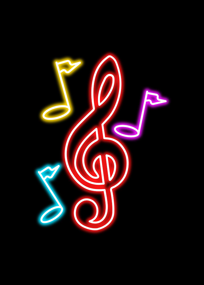 Neon Music Notes