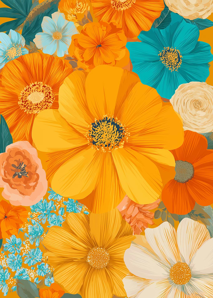 Floral Arrangement with Yellow and Blue Flowers
