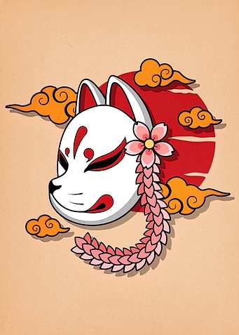 Fox Mask with Cherry Blossom