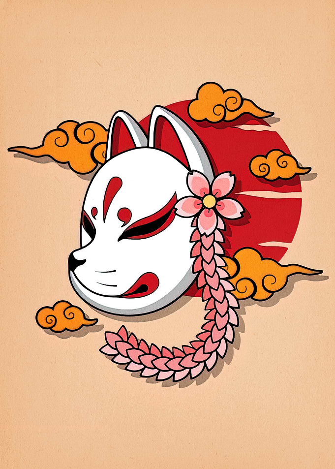 Fox Mask with Cherry Blossom