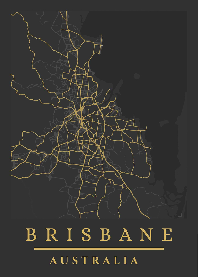 Brisbane Australia City Map Art