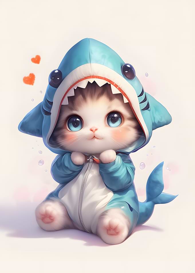 Cute Kitten Shark Costume