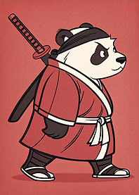Panda Ninja Cartoon Illustration