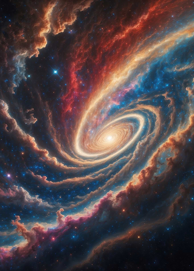 Spiral Nebula Vortex — Colorful Cosmic Galaxy Illustration