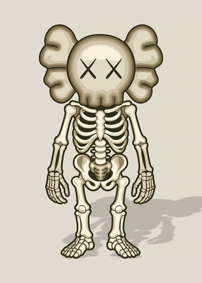 Cartoon Skeleton Figure with X Eyes