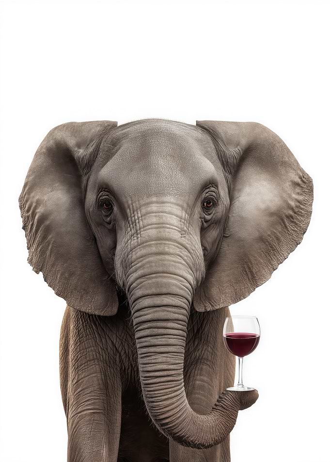 Elephant with Wine Glass