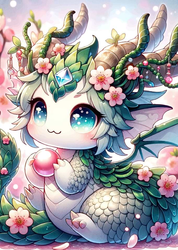 Cute Dragon Flowers Gem