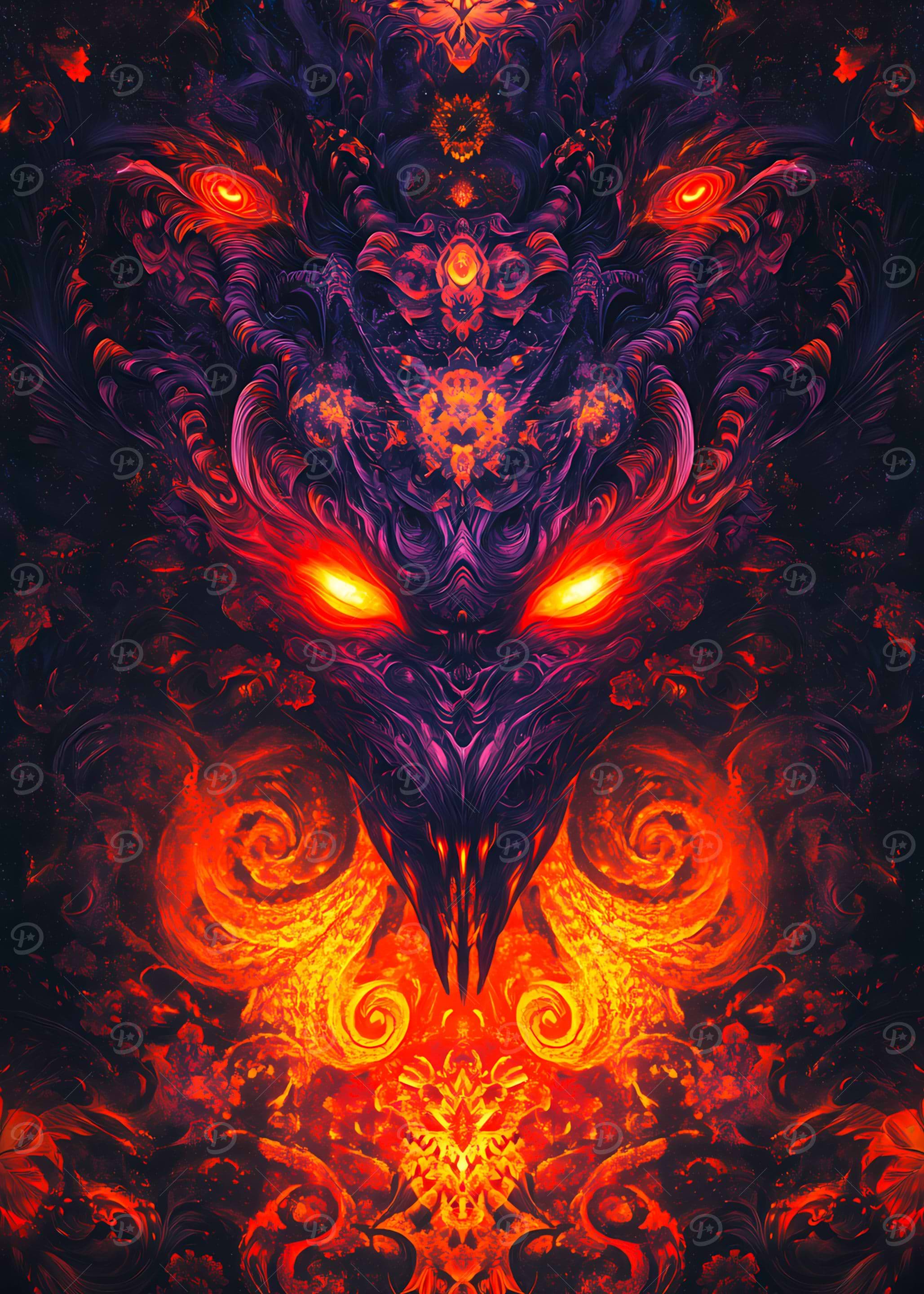 Fiery Demon Abstract Digital Art