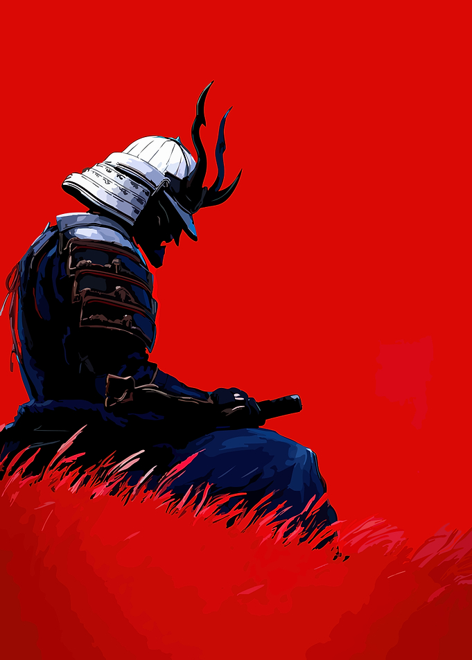 Samurai Warrior in Red Field