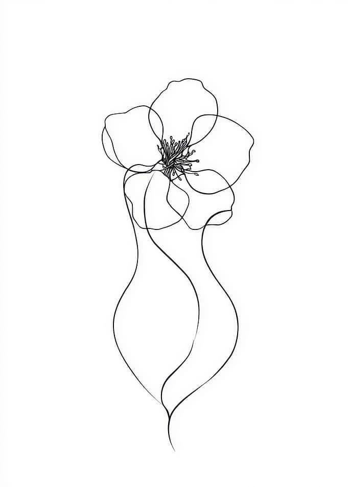 Minimalist Flower Line Art