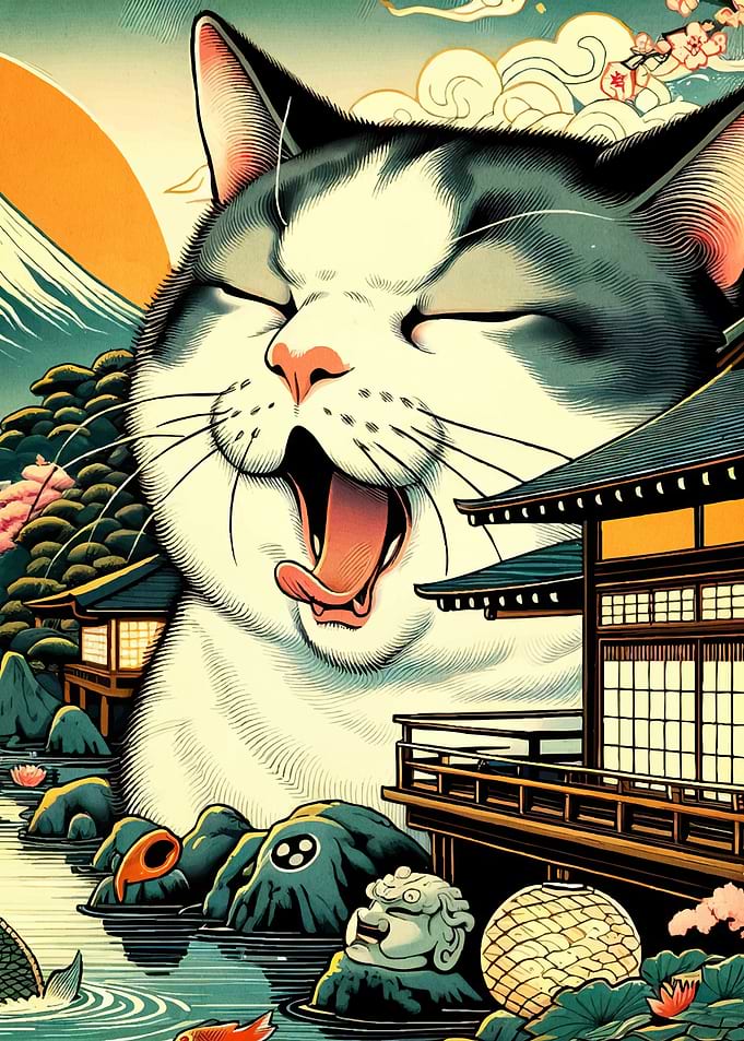 Cat Japanese Landscape