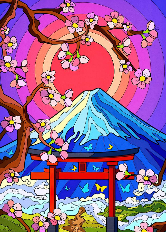 Mount Fuji Cherry Blossom Landscape