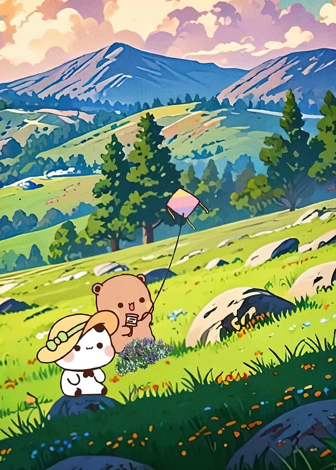 Cute Bear Mountain Landscape
