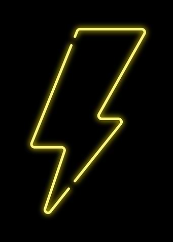 Yellow Neon Lightning Bolt