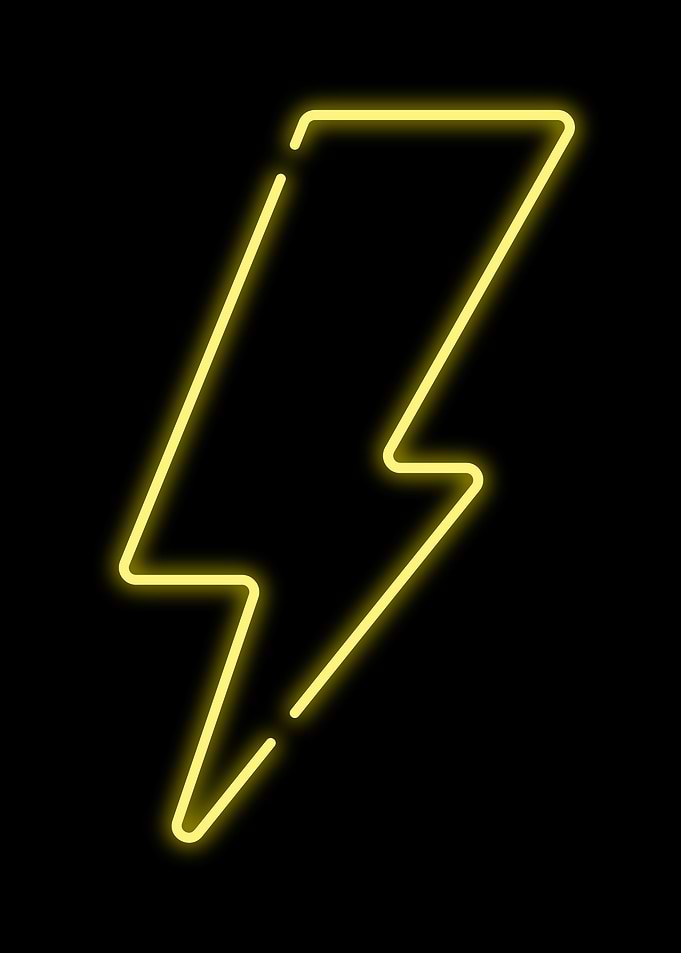 Yellow Neon Lightning Bolt