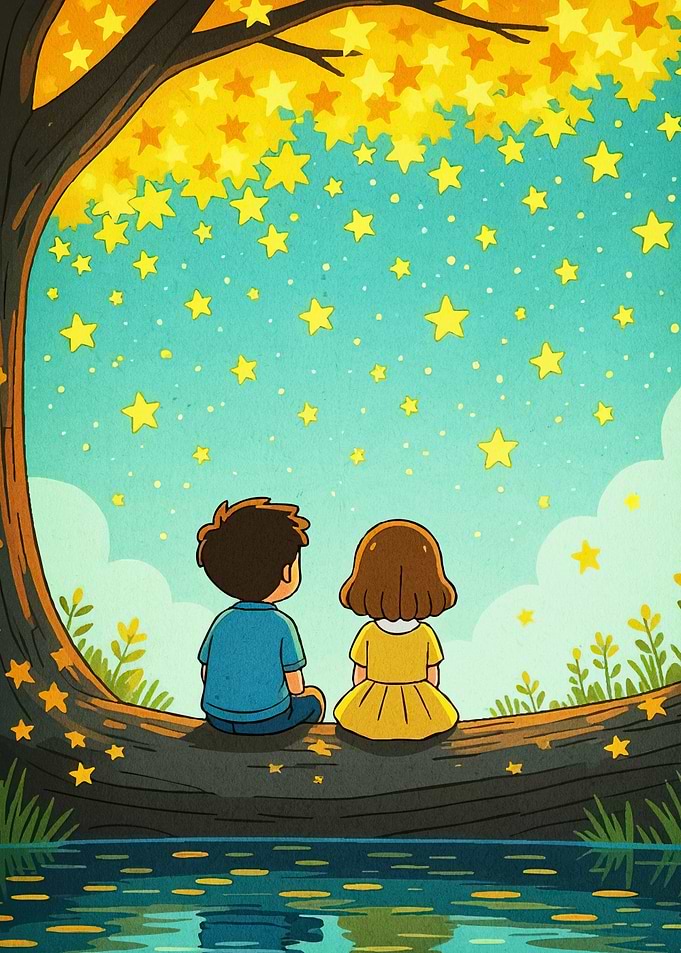 Children under starry tree