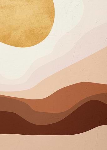 Abstract Desert Landscape with Sun
