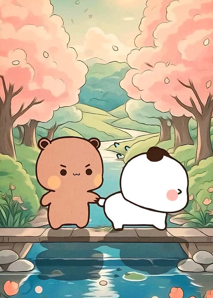 Cute Cartoon Bears Bridge