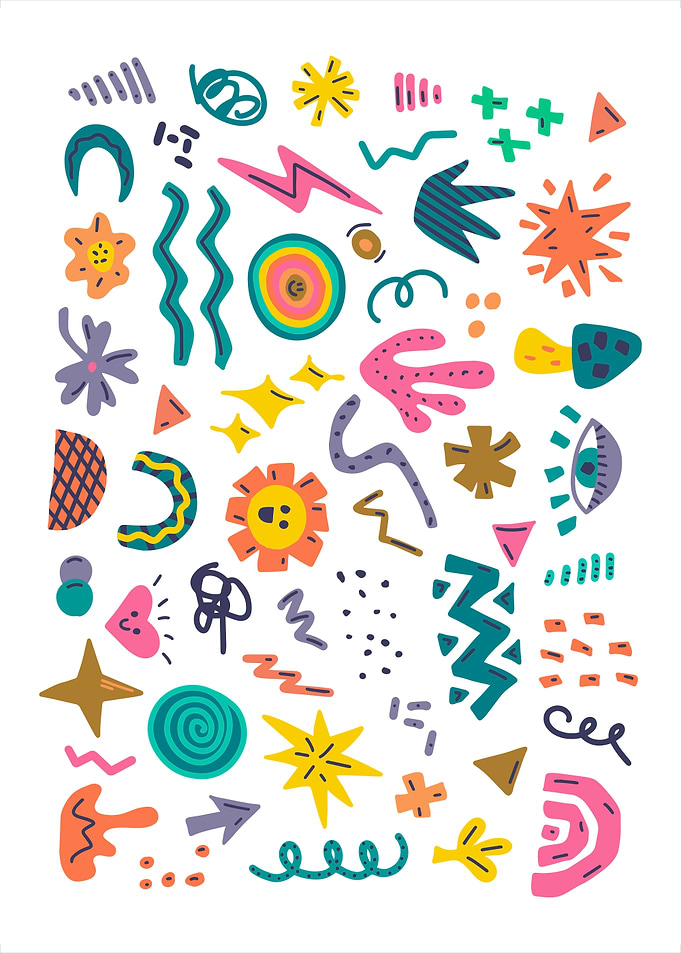 Colorful Abstract Shapes on White Background