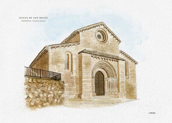 Iglesia de San Miguel Guadalajara. Watercolor