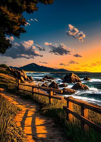Coastal Path beach at Sunset